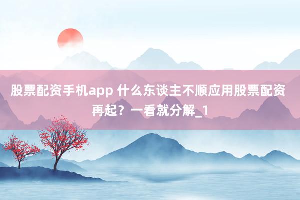 股票配资手机app 什么东谈主不顺应用股票配资 再起？一看就分解_1