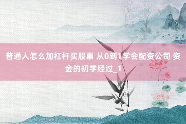 普通人怎么加杠杆买股票 从0到1学会配资公司 资金的初学经过_1